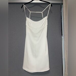 White satin open back dress size S